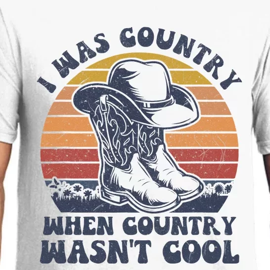 I Was Country When Country Wasnt Cool Cowboy Hat Western Pajama Set