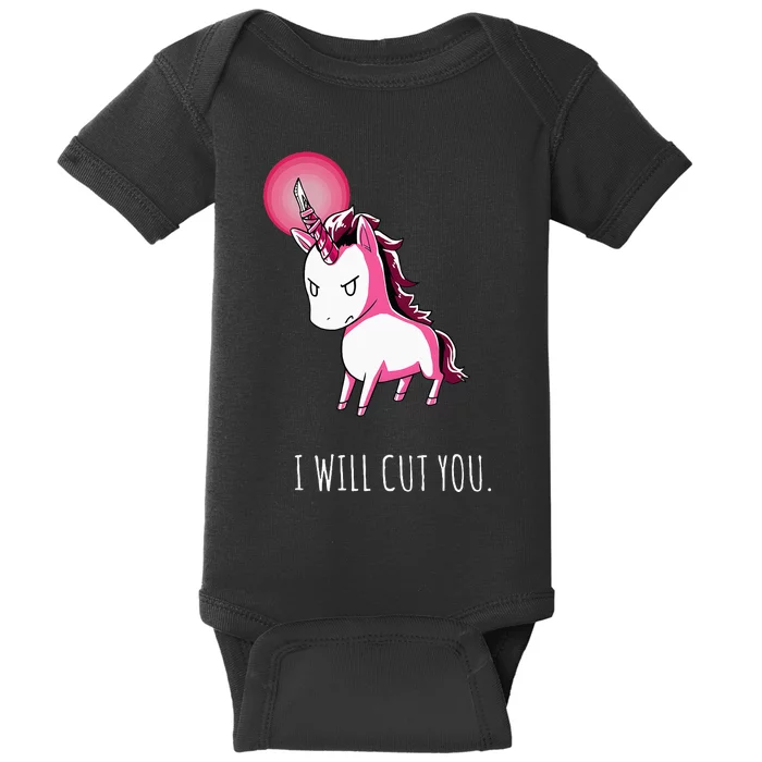 I Will Cut You Stabby Unicorn Funny Baby Bodysuit