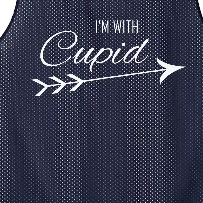 I'm With Cupid Funny Valentine's Day Mesh Reversible Basketball Jersey Tank