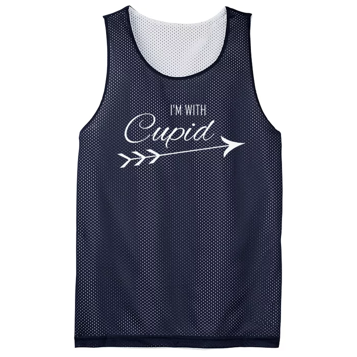 I'm With Cupid Funny Valentine's Day Mesh Reversible Basketball Jersey Tank