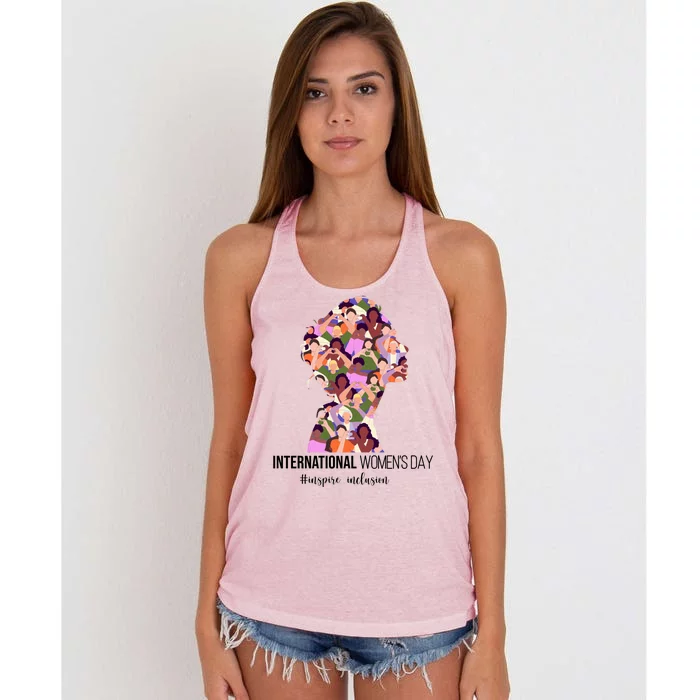 International Womens Day Inspire Inclusion Women's Knotted Racerback Tank