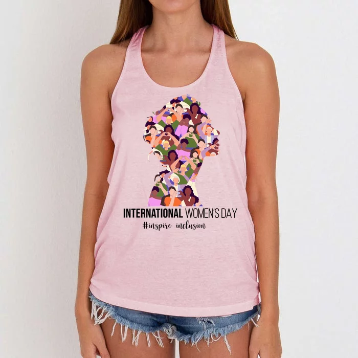 International Womens Day Inspire Inclusion Women's Knotted Racerback Tank