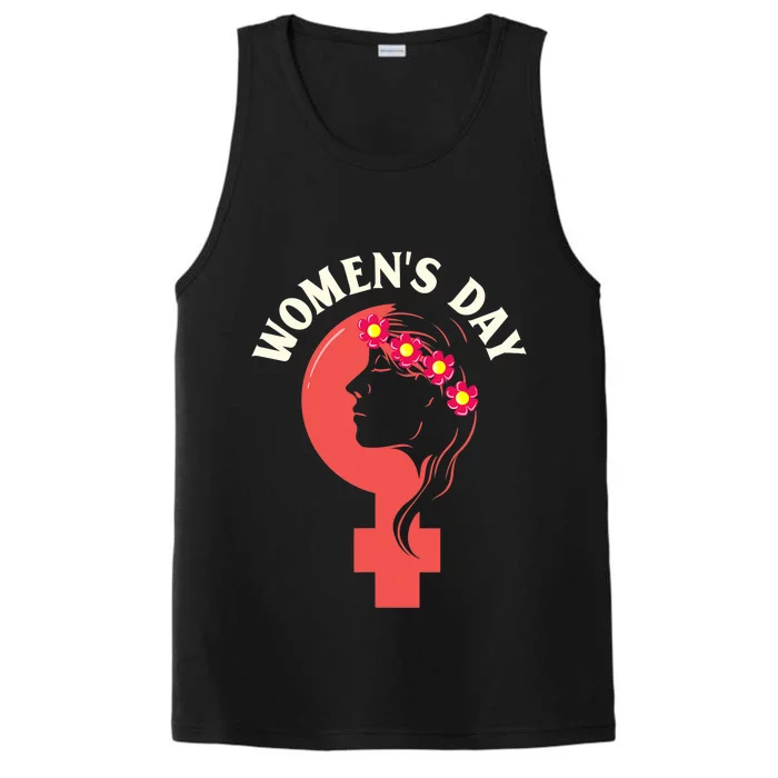 International Women's Day Gift Beautiful Girl Flowers Symbol Performance Tank