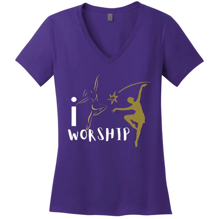 I worship dance ministry Women's V-Neck T-Shirt