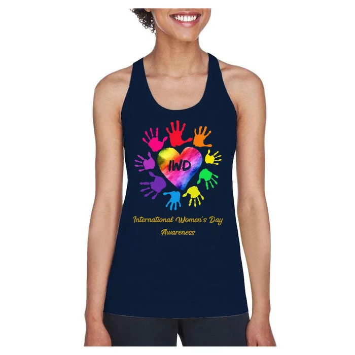 International Women's Day Awareness Hands Gift Women's Racerback Tank