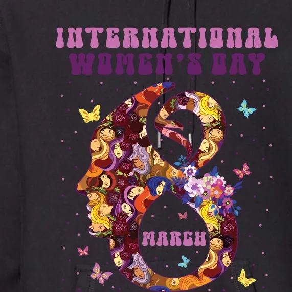 International Women Day 8 March 2024 Flowers Woman Girl Premium Hoodie