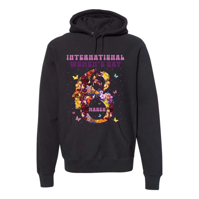 International Women Day 8 March 2024 Flowers Woman Girl Premium Hoodie