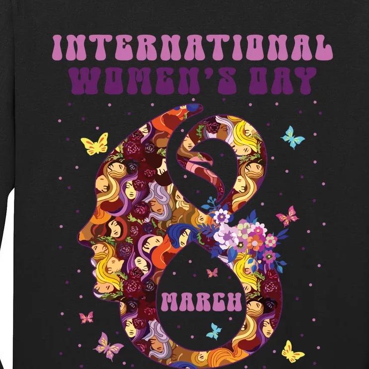 International Women Day 8 March 2024 Flowers Woman Girl Tall Long Sleeve T-Shirt