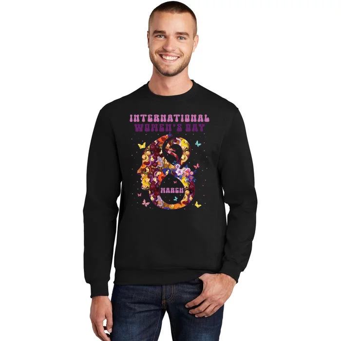 International Women Day 8 March 2024 Flowers Woman Girl Tall Sweatshirt