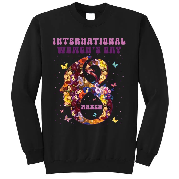 International Women Day 8 March 2024 Flowers Woman Girl Tall Sweatshirt