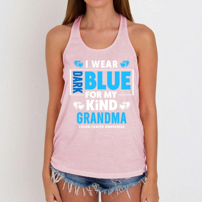 I Wear Dark Blue For My Grandma Funny Gift Colon Cancer Awareness Funny Gift Women's Knotted Racerback Tank