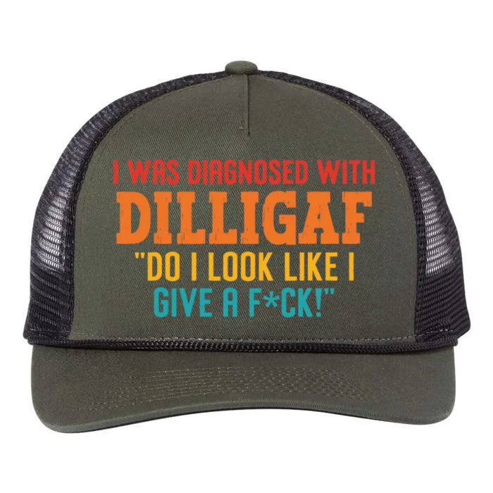 I Was Diagnosed With Dilligaf Do I Look Like I Give A Fck Retro Rope Trucker Hat Cap