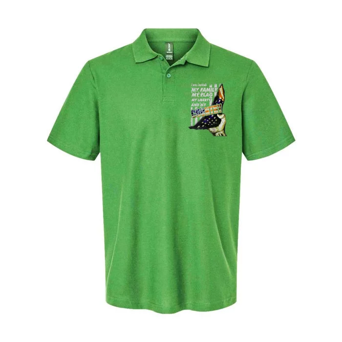 I Will Defend My Family My Flag Softstyle Adult Sport Polo