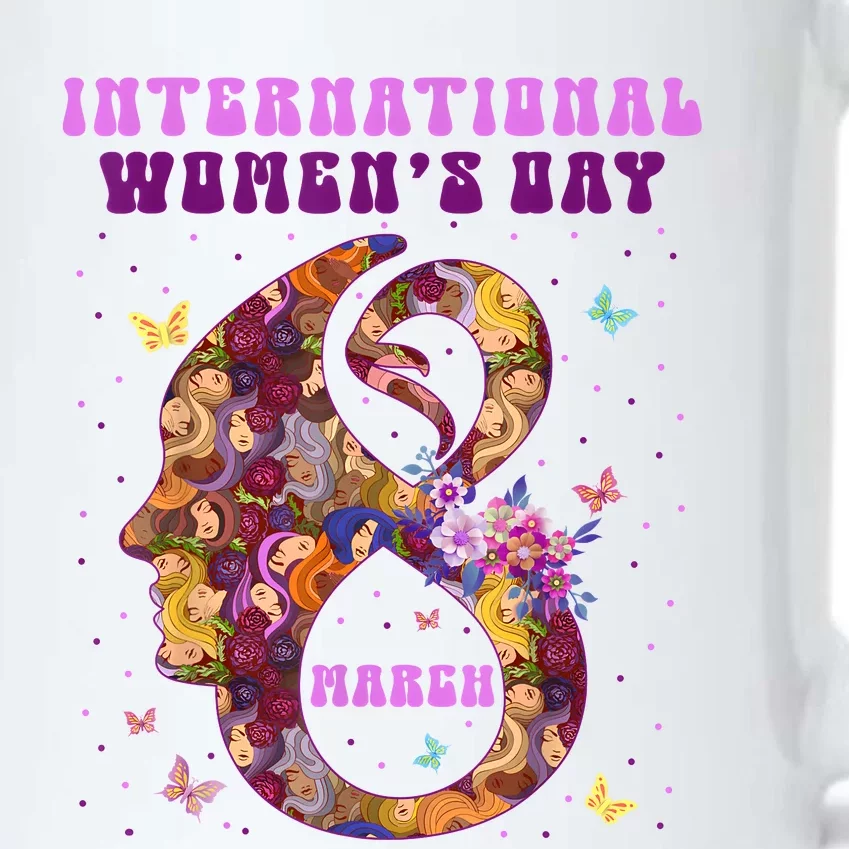 International Women Day 8 March 2024 Flowers Black Color Changing Mug