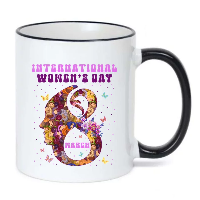 International Women Day 8 March 2024 Flowers Black Color Changing Mug