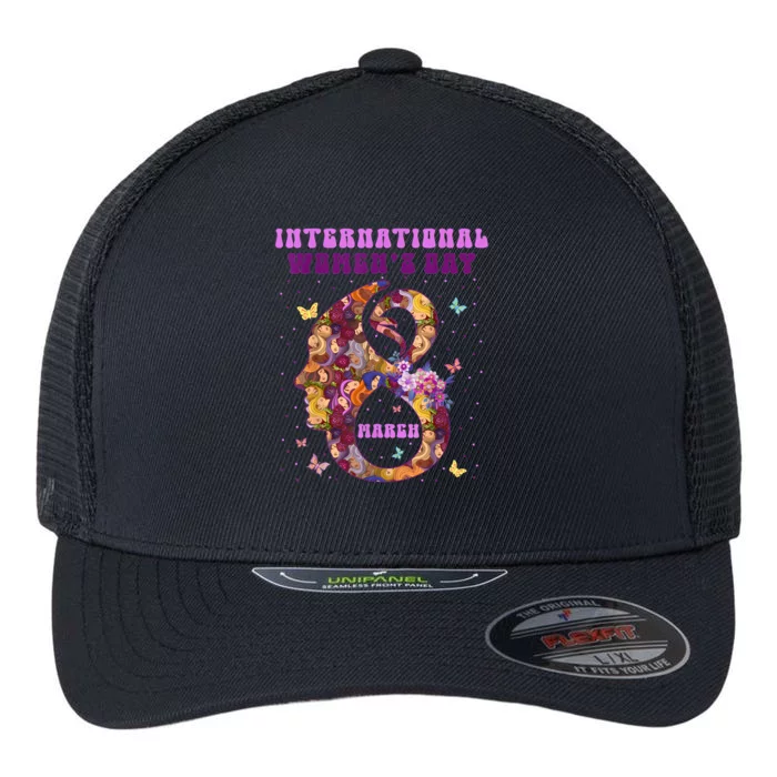 International Women Day 8 March 2024 Flowers Flexfit Unipanel Trucker Cap