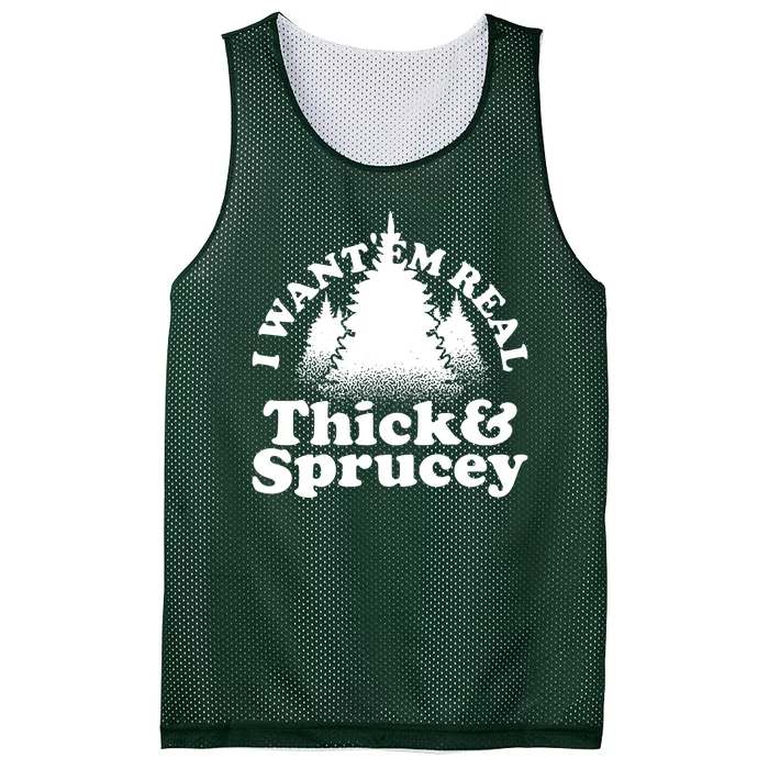 I Want Em Real Thick And Sprucey Funny Christmas Mesh Reversible Basketball Jersey Tank