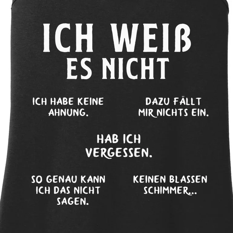 Ich Weiss Es Nicht Funny German Student German Speakers Ladies Essential Tank