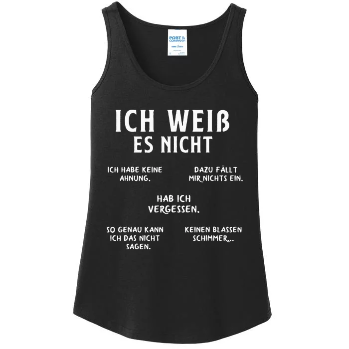 Ich Weiss Es Nicht Funny German Student German Speakers Ladies Essential Tank