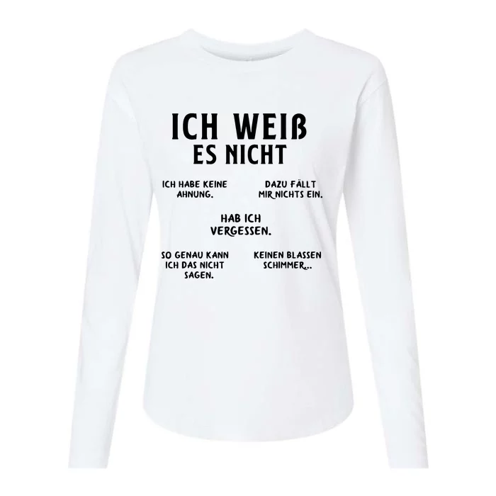 Ich Weiss Es Nicht Funny German Student German Speakers Womens Cotton Relaxed Long Sleeve T-Shirt