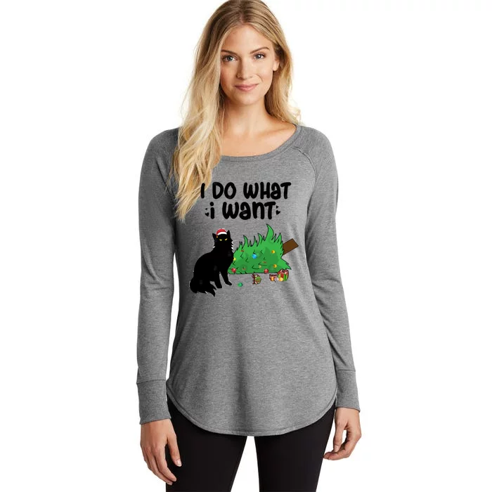 Ido Whatiwant Funny Cat Christmas Tree Gift Women's Perfect Tri Tunic Long Sleeve Shirt