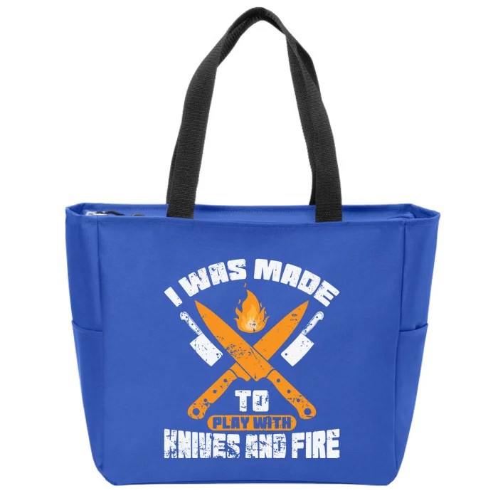 I Was Forced To Play With Knives And Fire Kitchen Gift Zip Tote Bag