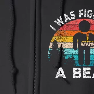 I Was Fighting A Bear Get Well Soon Broken Arm Surgery Retro Full Zip Hoodie