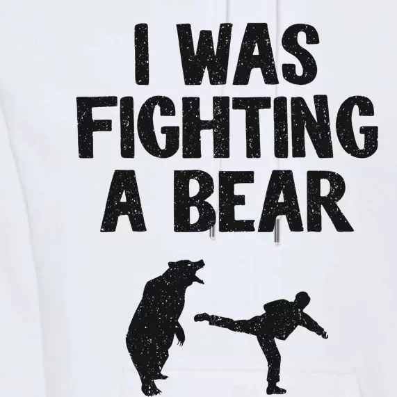 I Was Fighting A Bear After Surgery Recovery Leg Broken Arm Premium Hoodie