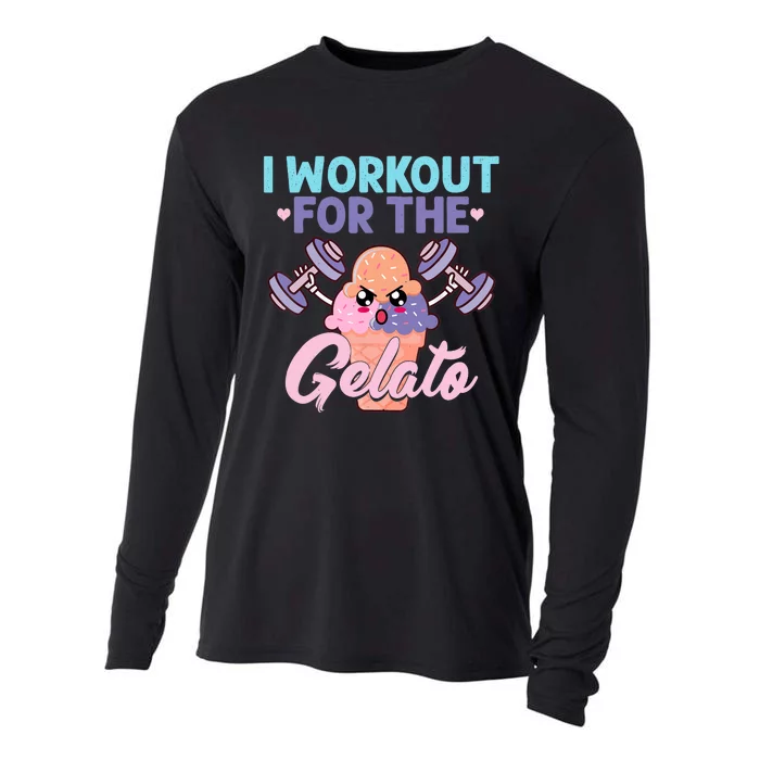 I Workout For The Gelato Funny Workout Fitness Cooling Performance Long Sleeve Crew