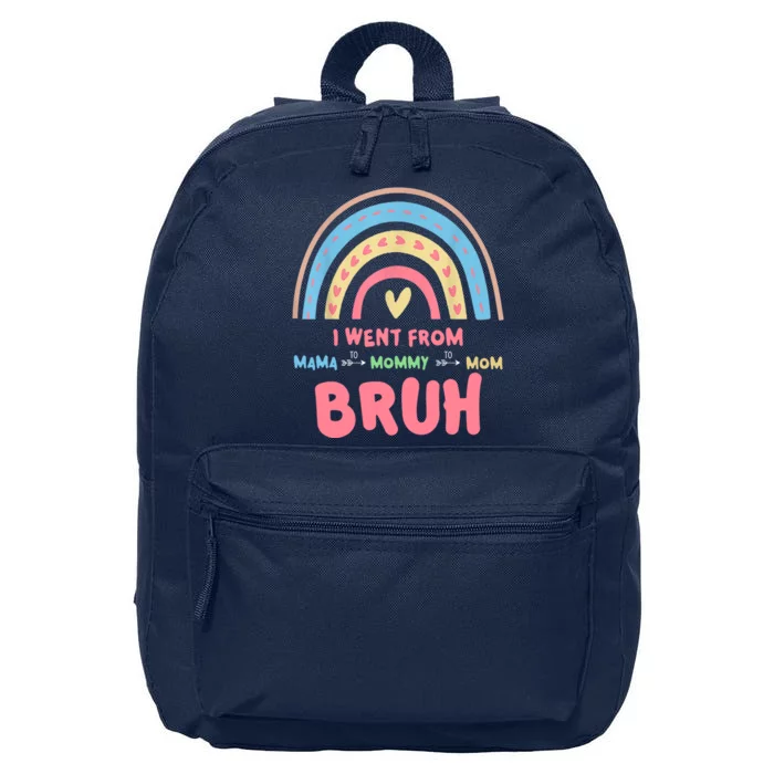 I Went From Mama To Mommy To Mom Bruh Rainbow 16 in Basic Backpack