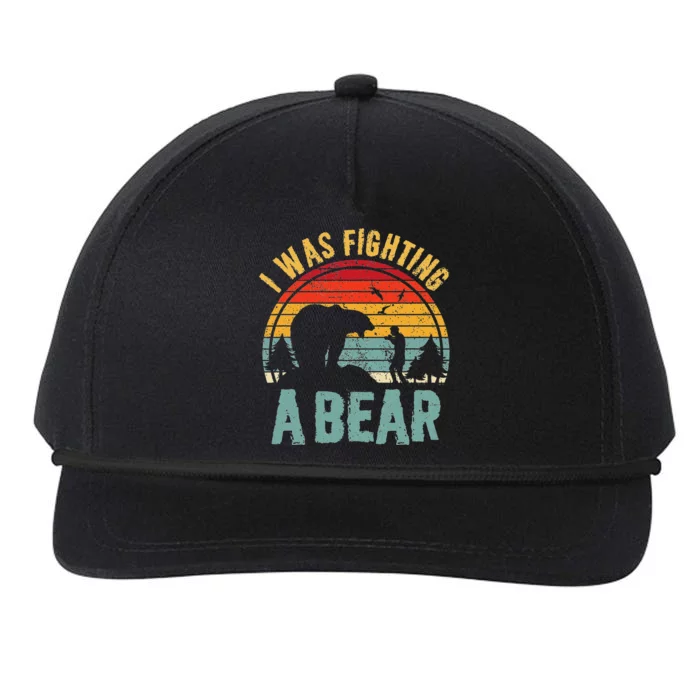 I Was Fighting A Bear Funny Injury Recovery Get Well Soon Snapback Five-Panel Rope Hat