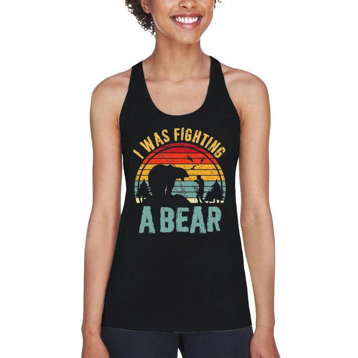 I Was Fighting A Bear Funny Injury Recovery Get Well Soon Women's Racerback Tank