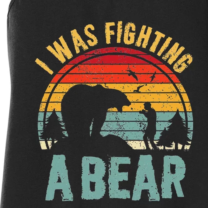 I Was Fighting A Bear Funny Injury Recovery Get Well Soon Women's Racerback Tank