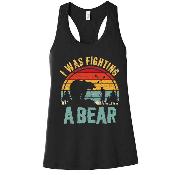 I Was Fighting A Bear Funny Injury Recovery Get Well Soon Women's Racerback Tank