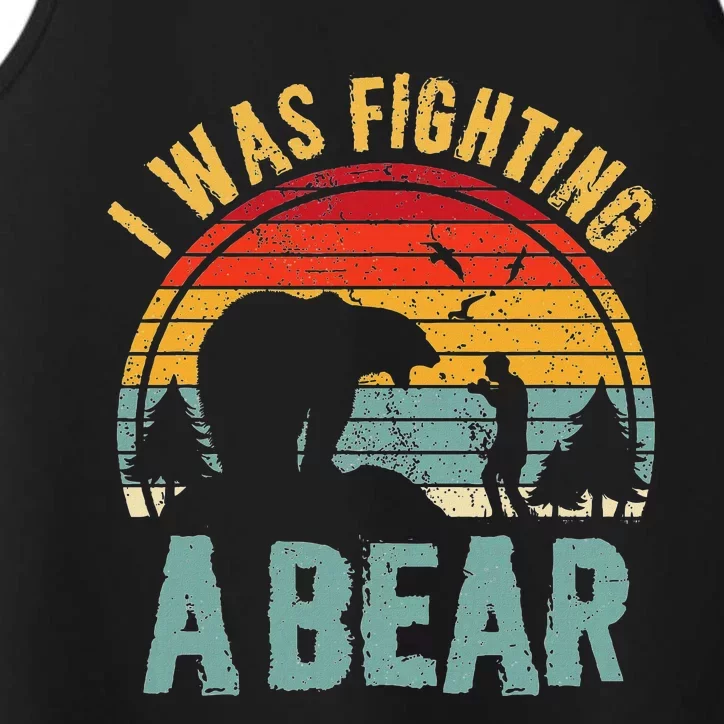 I Was Fighting A Bear Funny Injury Recovery Get Well Soon Performance Tank