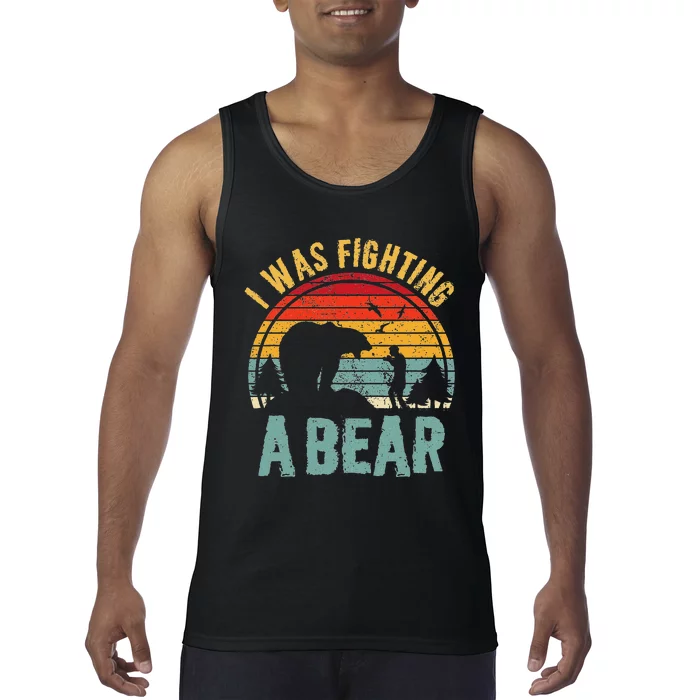 I Was Fighting A Bear Funny Injury Recovery Get Well Soon Tank Top