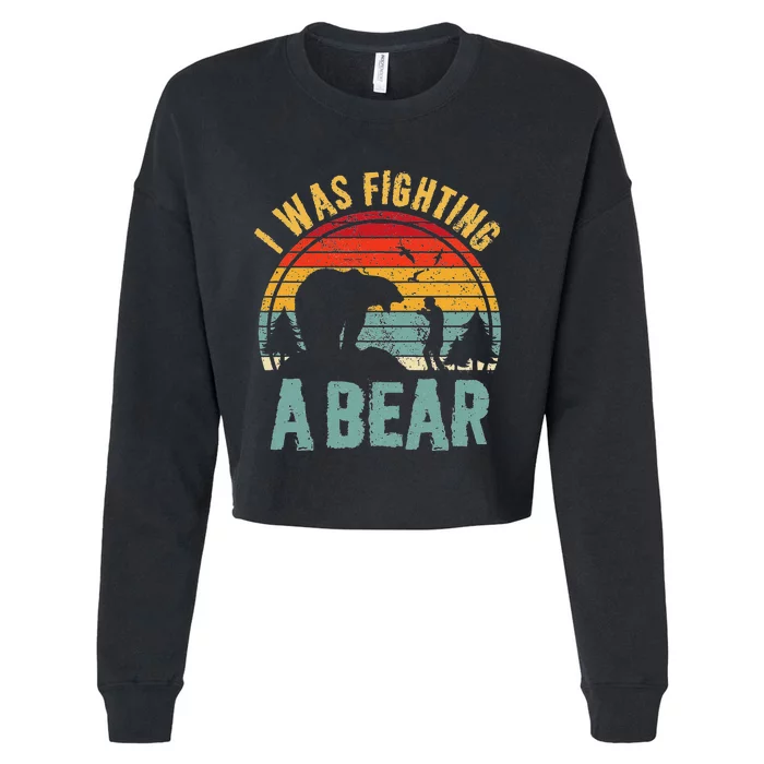 I Was Fighting A Bear Funny Injury Recovery Get Well Soon Cropped Pullover Crew