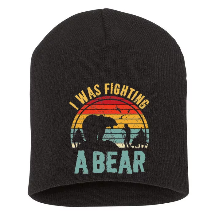 I Was Fighting A Bear Funny Injury Recovery Get Well Soon Short Acrylic Beanie