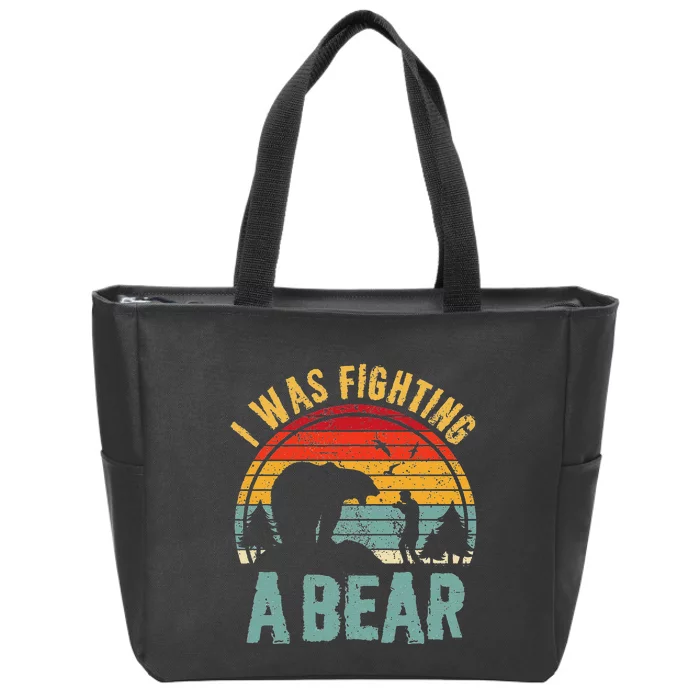 I Was Fighting A Bear Funny Injury Recovery Get Well Soon Zip Tote Bag