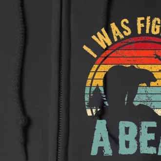 I Was Fighting A Bear Funny Injury Recovery Get Well Soon Full Zip Hoodie