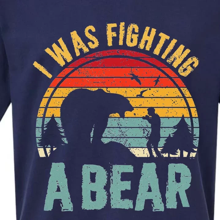 I Was Fighting A Bear Funny Injury Recovery Get Well Soon Sueded Cloud Jersey T-Shirt