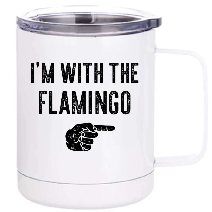 IM With Flamingo Halloween Christmas Funny Great Gift Front & Back 12oz Stainless Steel Tumbler Cup