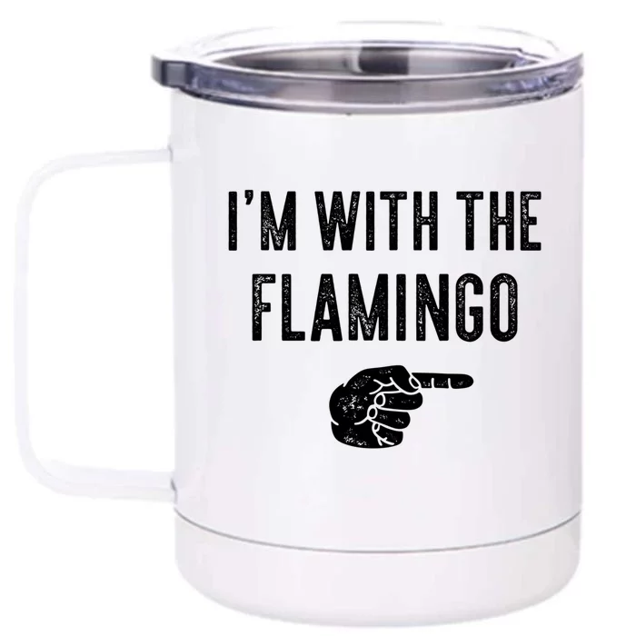 IM With Flamingo Halloween Christmas Funny Great Gift Front & Back 12oz Stainless Steel Tumbler Cup