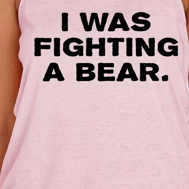 I Was Fighting A Bear Funny Women's Knotted Racerback Tank