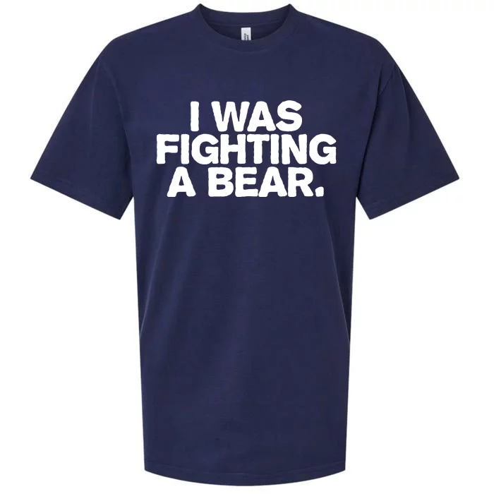 I Was Fighting A Bear Funny Injury Get Well Gift Sueded Cloud Jersey T-Shirt