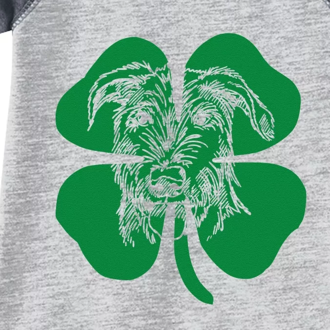 Irish Wolfhound Face Head Green Shamrock Saint Patrick's Day Infant Baby Jersey Bodysuit