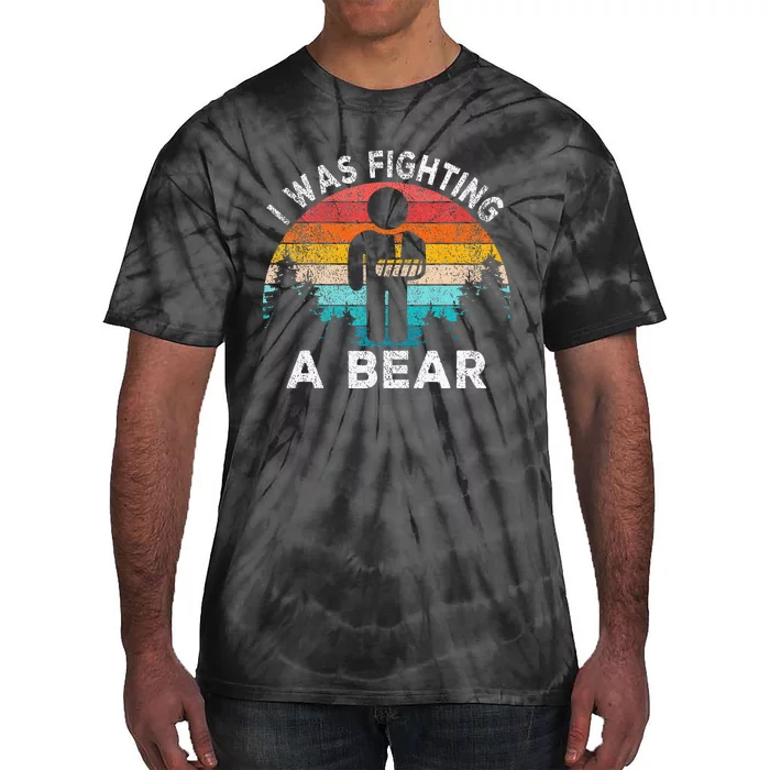 I Was Fighting A Bear Get Well Soon Broken Arm Surgery Retro Tie-Dye T-Shirt