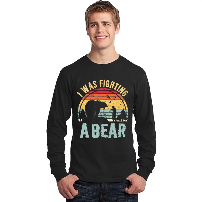 I Was Fighting A Bear Funny Injury Recovery Get Well Soon Long Sleeve Shirt