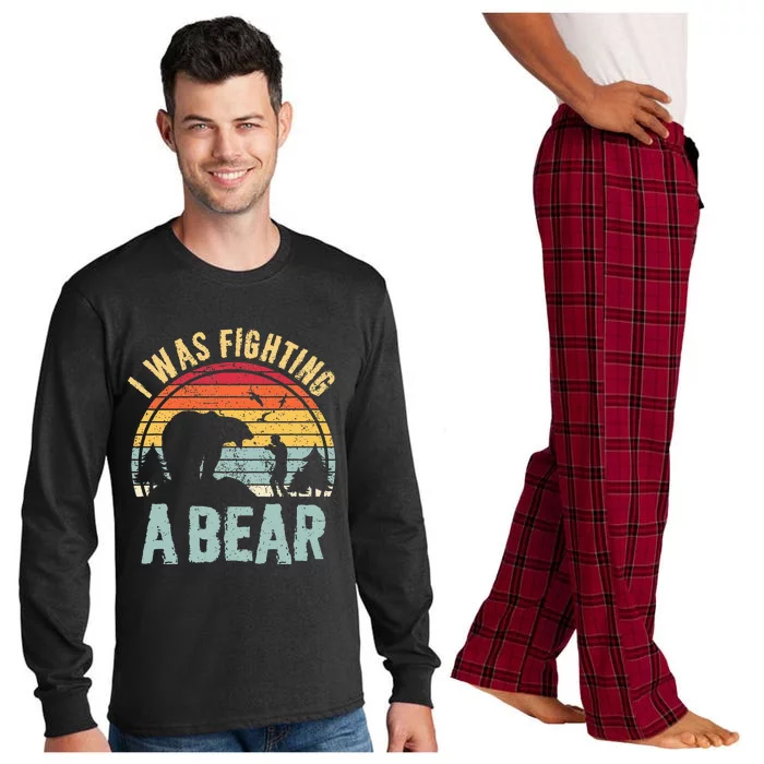 I Was Fighting A Bear Funny Injury Recovery Get Well Soon Long Sleeve Pajama Set