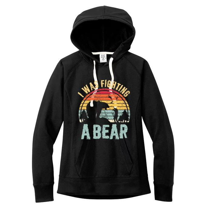 I Was Fighting A Bear Funny Injury Recovery Get Well Soon Women's Fleece Hoodie